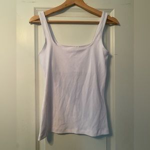 All Yoga Built-In-Bra White Ribbed Top